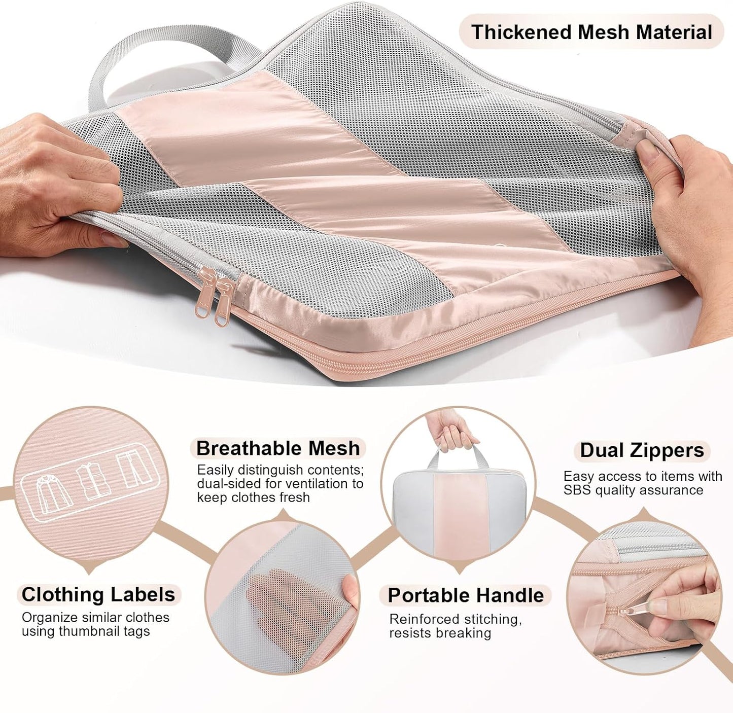 10 Set Compression Packing Cubes for Travel Gifts Women Mom,OlarHike Luggage Clothes Organizer for Travelers,Airplane/Cruise/Car/Train Travel Essentials,Compressible Expandable Saver Space Bags(Beige)