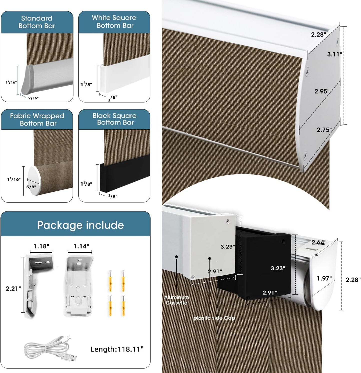SmartWings Motorized Light Filtering Shades, 50% Blackout PVC Free Smart Blinds, Custom Size, Rechargeable Battery, Works with Matter/Apple HomeKit, Alexa, Thread/Zigbee, Remote Optional, 50% Cocoa