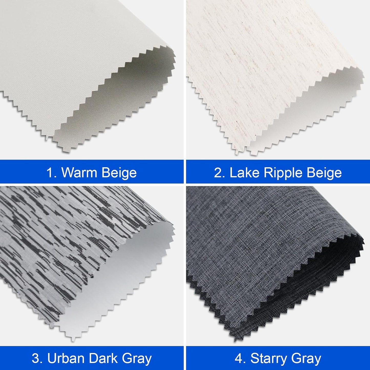 Motorized Roller Blinds with Remote Control, 100% Blackout Roller Shades Fabric Samples, Multi-Color
