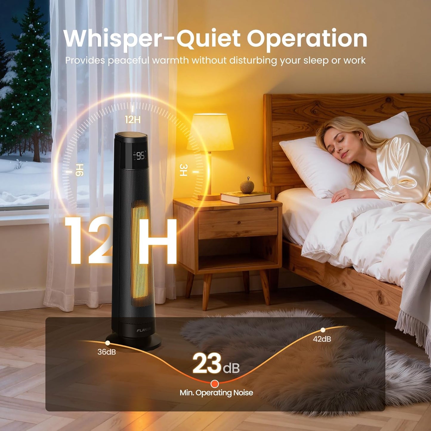 1500W Space Heaters for Indoor Use Large Room, WIFI Electric Heater with Voice Control, 5 Modes, ECO Thermostat, 12H Timer, Quiet & Safety PTC Ceramic Heater for Bedroom, Black, 1 Pack