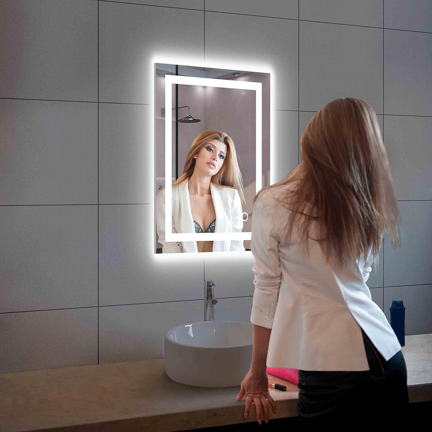 Blossom 24X30 LED Bathroom Mirror with Lights, Anti-Fog, Dimmable, Backlit & Front Lit, Lighted Bathroom Vanity Mirror for Wall, Memory Function, Waterproof, Tempered Glass, Smart Vanity Makeup Mirror