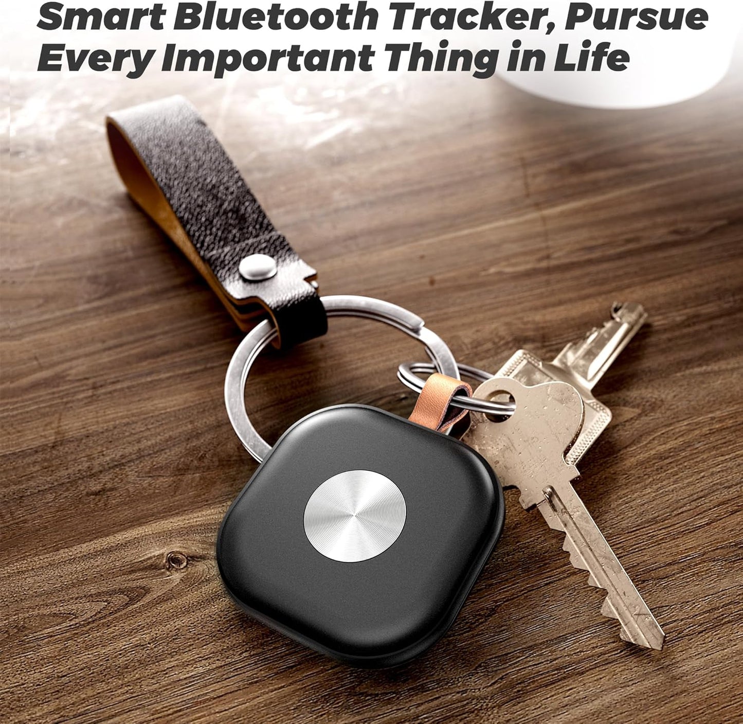 Air Tracker 4 Pack, Luggage Tracker Works with Find My App (iOS Only), Key Finder Locator with Sound for Keys, Luggage, Suitcases and Wallet, Smart Tags with Replaceable Battery, Black & White