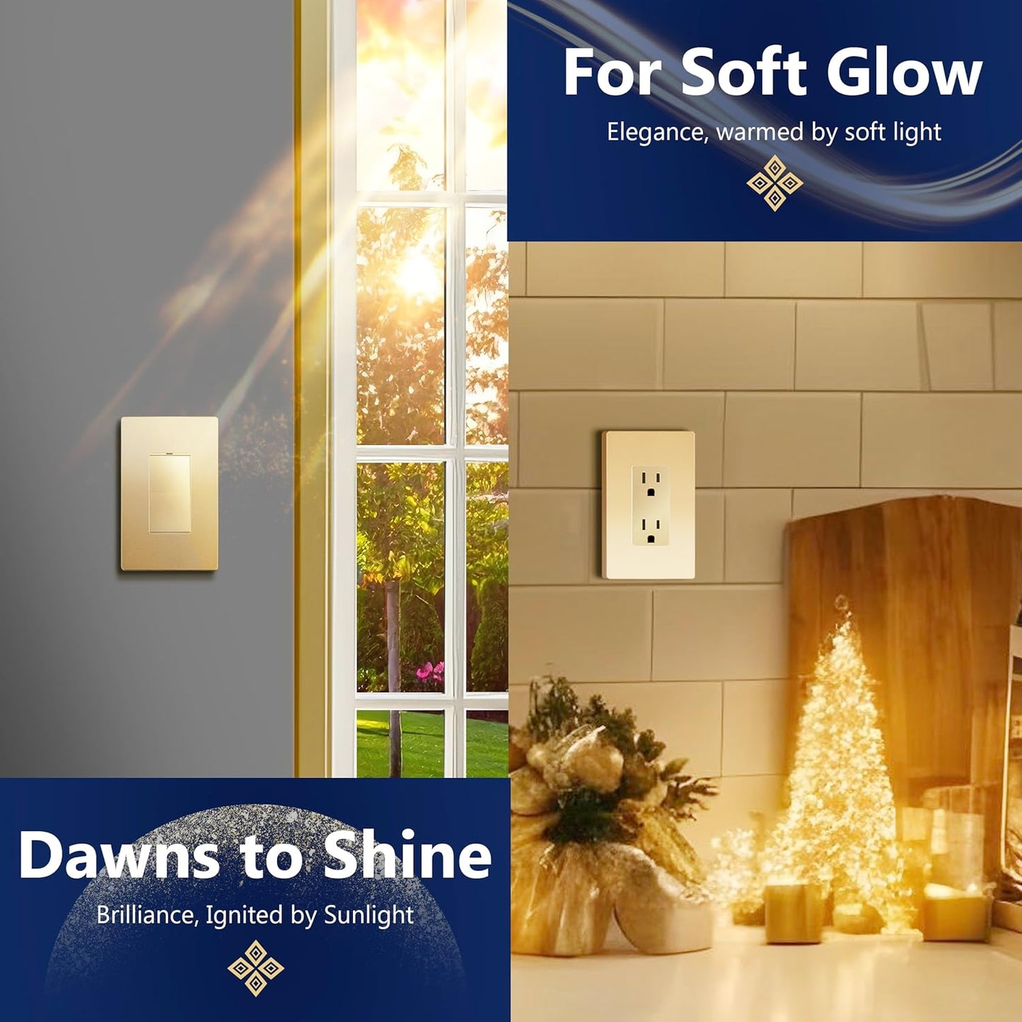 LIDER Matte Finish Decorator Switch Cover, Screwless Wall Plate, Mid-Size 1-Gang 4.88" x 3.11", Unbreakable Polycarbonate Thermoplastic, UL Listed, LSWP-31M-GD, Gold