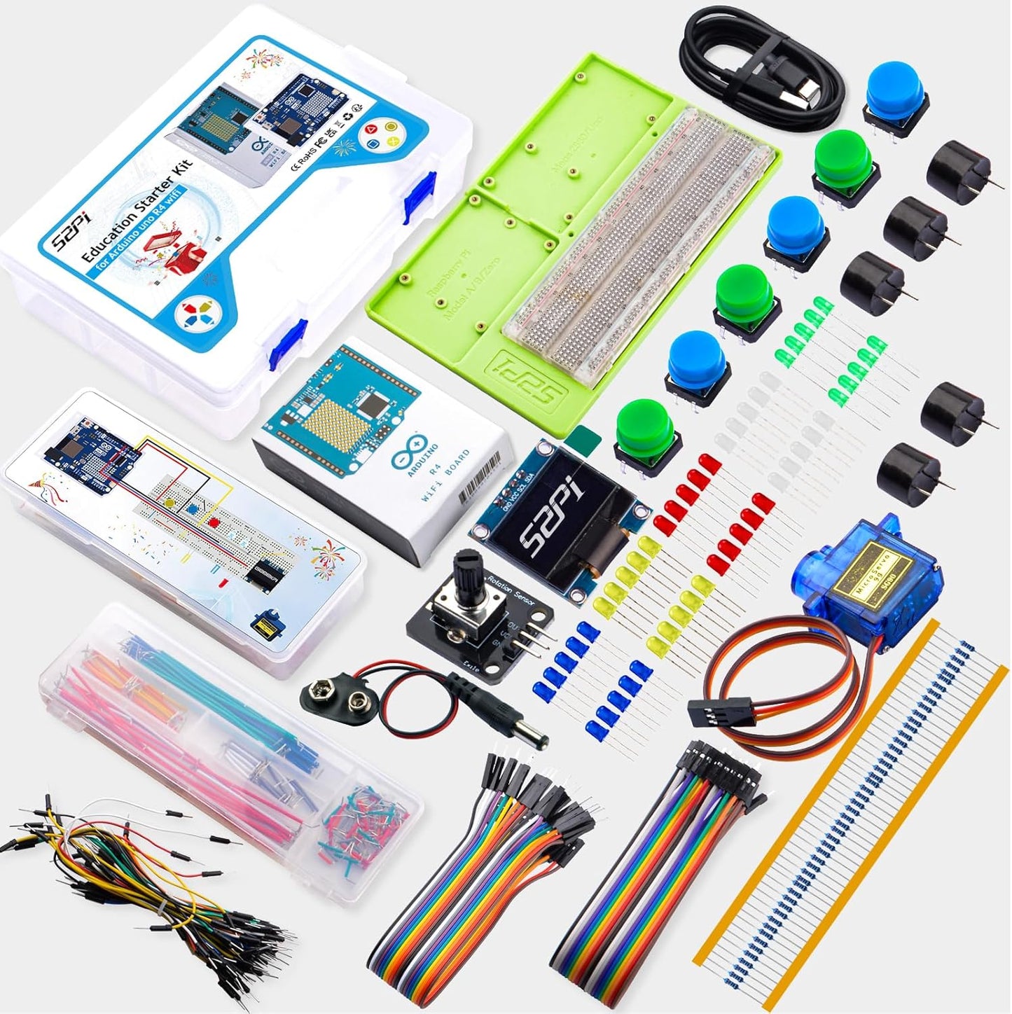 GeeekPi Starter Kit for Arduino UNO R4 WiFi, UNO R4 WiFi Board with Tutorial for Programming & 78PCS Components for Beginners & Engineers