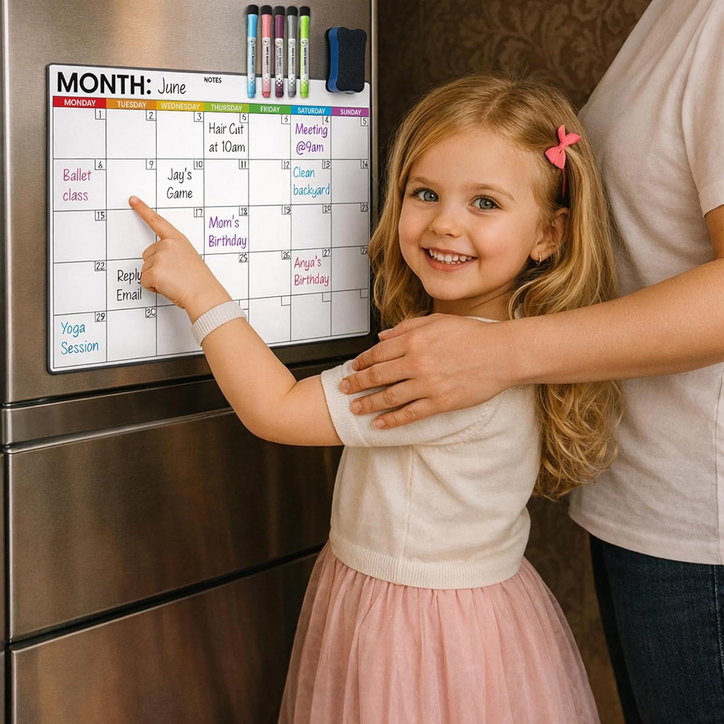 Refrigerator Calendar Magnetic Dry Erase - 17 x 12 iches Magnet Calendar for Fridge, Monday Start | Family Schedule Board, to-Do List & Work | Include 5 Markers & Eraser by Freedom Mastery
