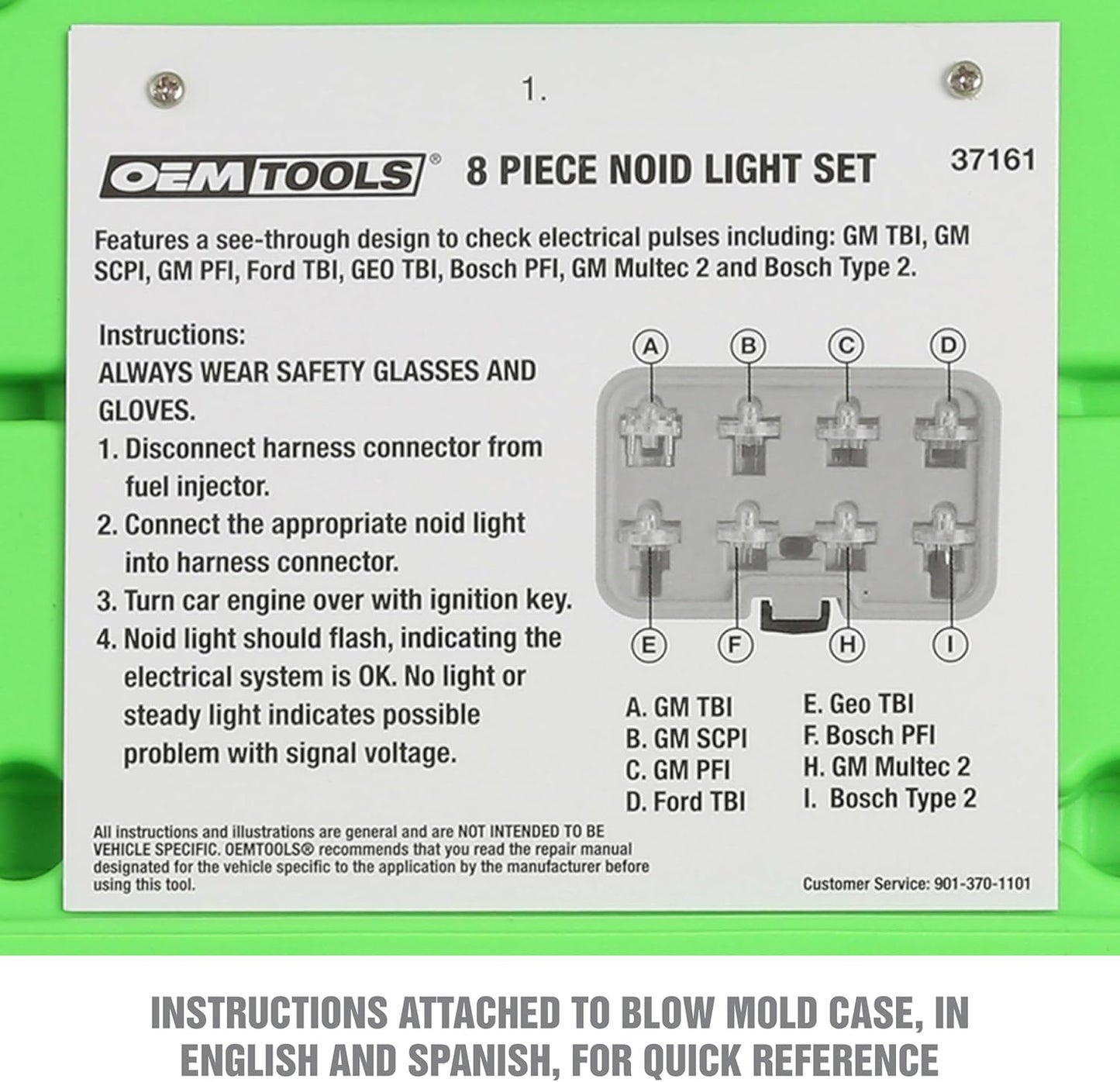 OEMTOOLS 37161 Noid Light Set, 8-Piece, Diagnose Issues in Any Automobile’s Ignition or Fuel Injection Systems, Work with Nearly Every Modern Car, Mechanics’ Tools, Come with Carrying Case