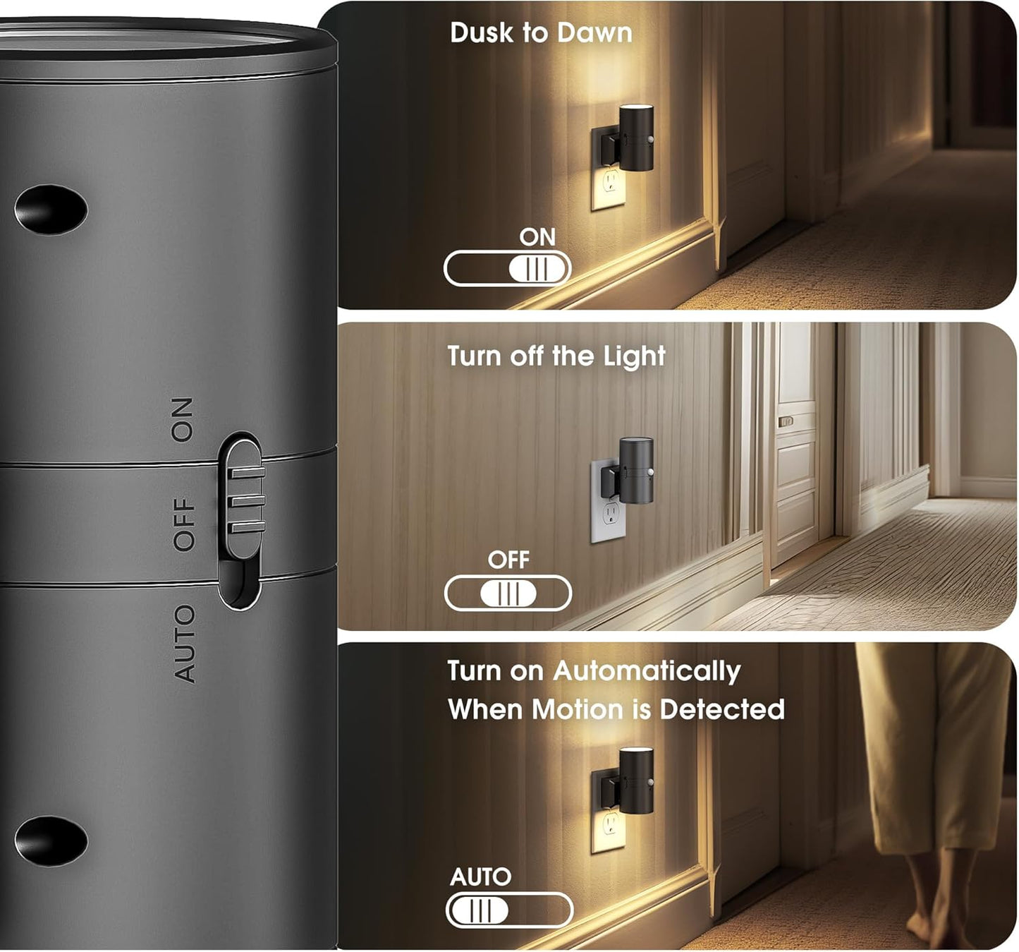 Briignite Motion Sensor Night Light,Motion Activated Plug in Night Lights, 0-100LM Dimmable Soft White 3000K, Motion Sensor Light Indoor for Bathroom Hallway Bedroom Stairway Kid Elderly Pet