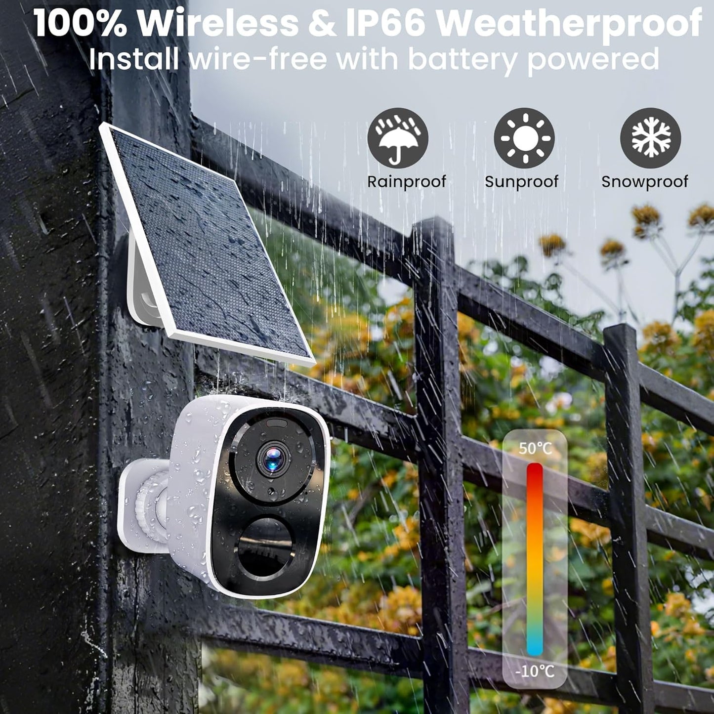 2025 Upgraded 2K Security Cameras Wireless Outdoor with Solar Panels, Free Cloud Storage, AI Motion Detection Spotlight Siren Alarm Outdoor Camera Wireless, 2-Way Talk, IP66 Waterproof