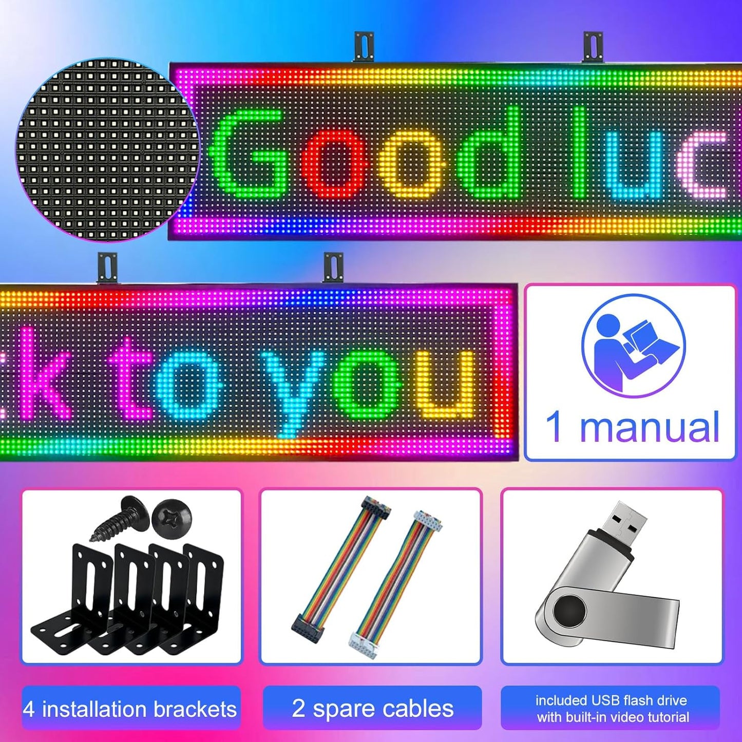 Programmable Scrolling LED Sign Outdoor Signs for Businesses Pantalla LED Para Publicidad Waterproof Digital Display Board - Custom Electronic Message Panel for Wall (Letrero) 39"X14"