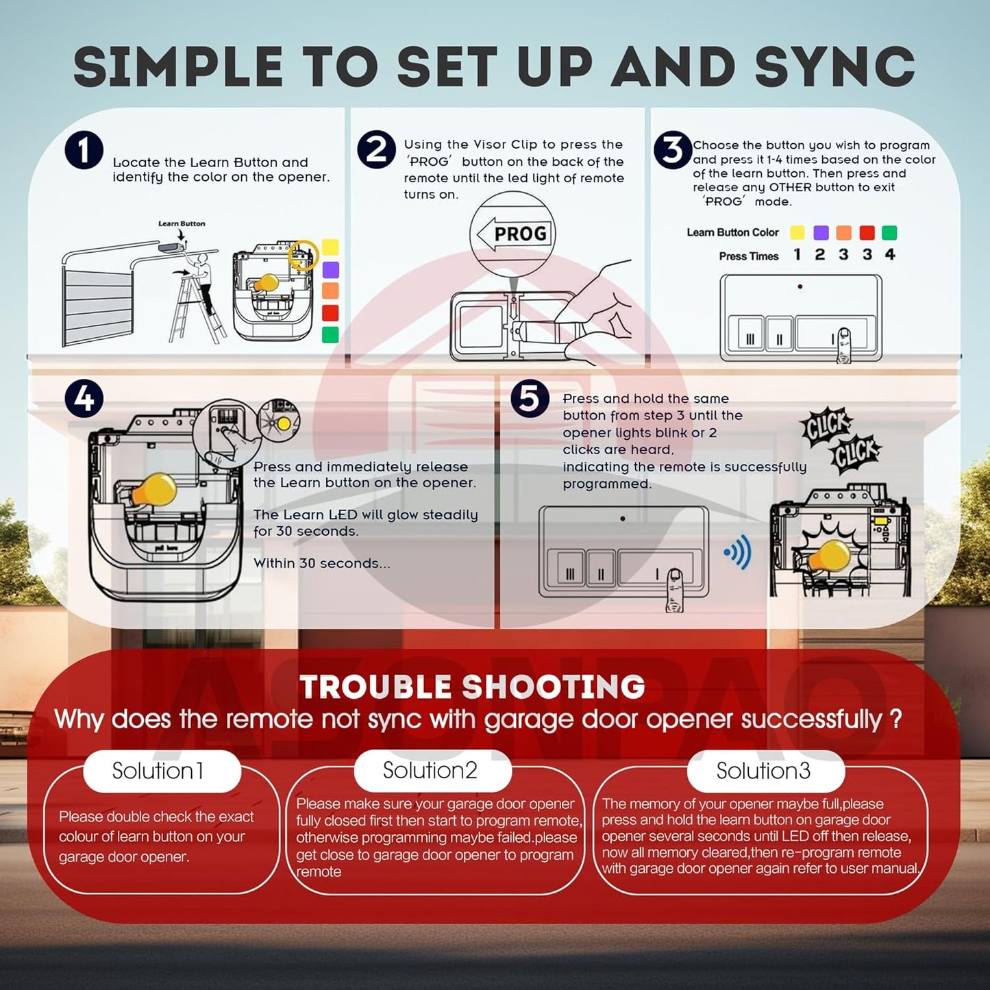 2X 953EV-P2 953ESTD Universal Chamberlain LiftMaster Craftsman Garage Door Opener Remote, Security+2.0 MyQ 3-Button【3-Year-Warranty】