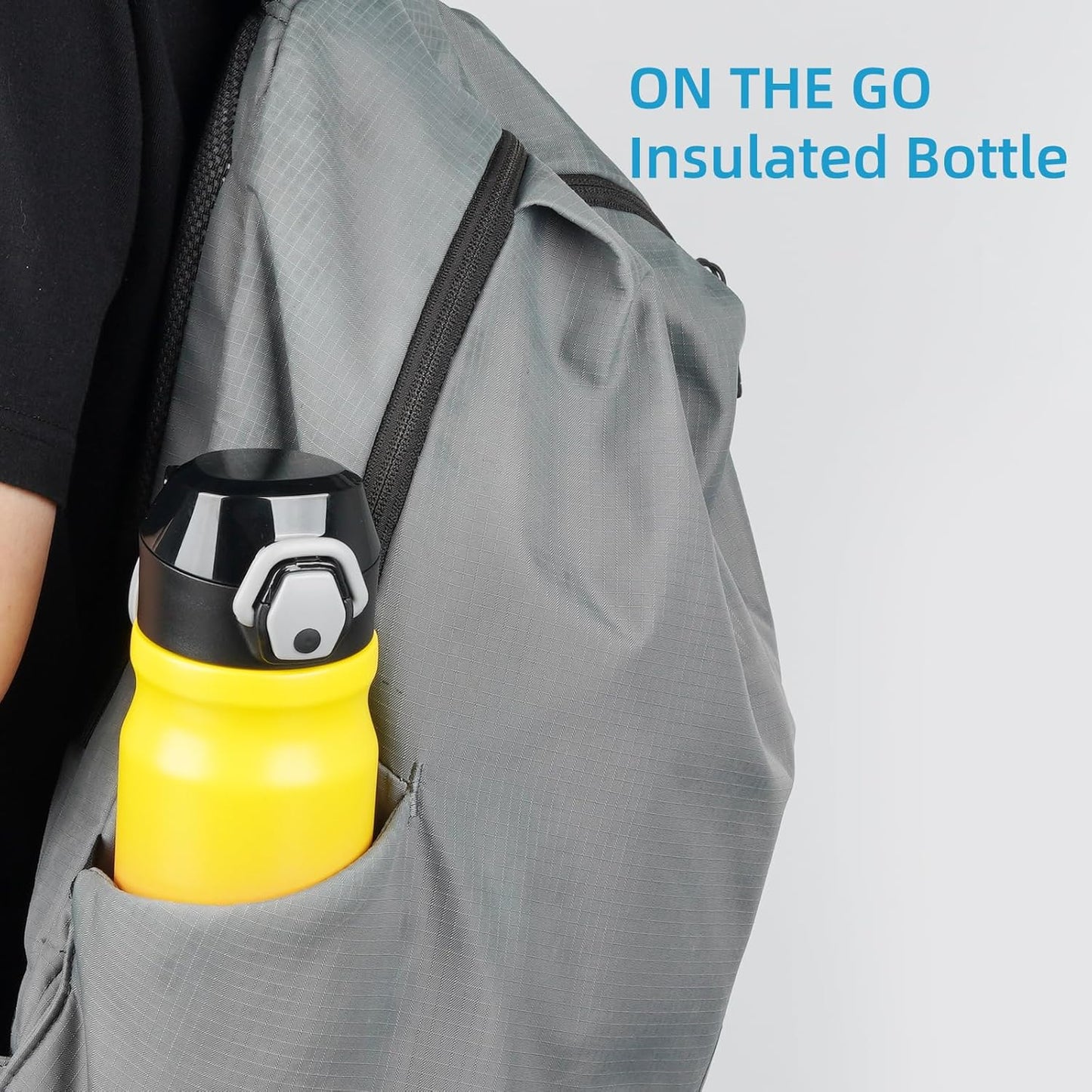 Insulated Water Bottle with Straw and Carry Loop,18 oz Stainless Steel Double Wall Vaccum Metal Water Flask with Leak-proof Lid,Rainbow