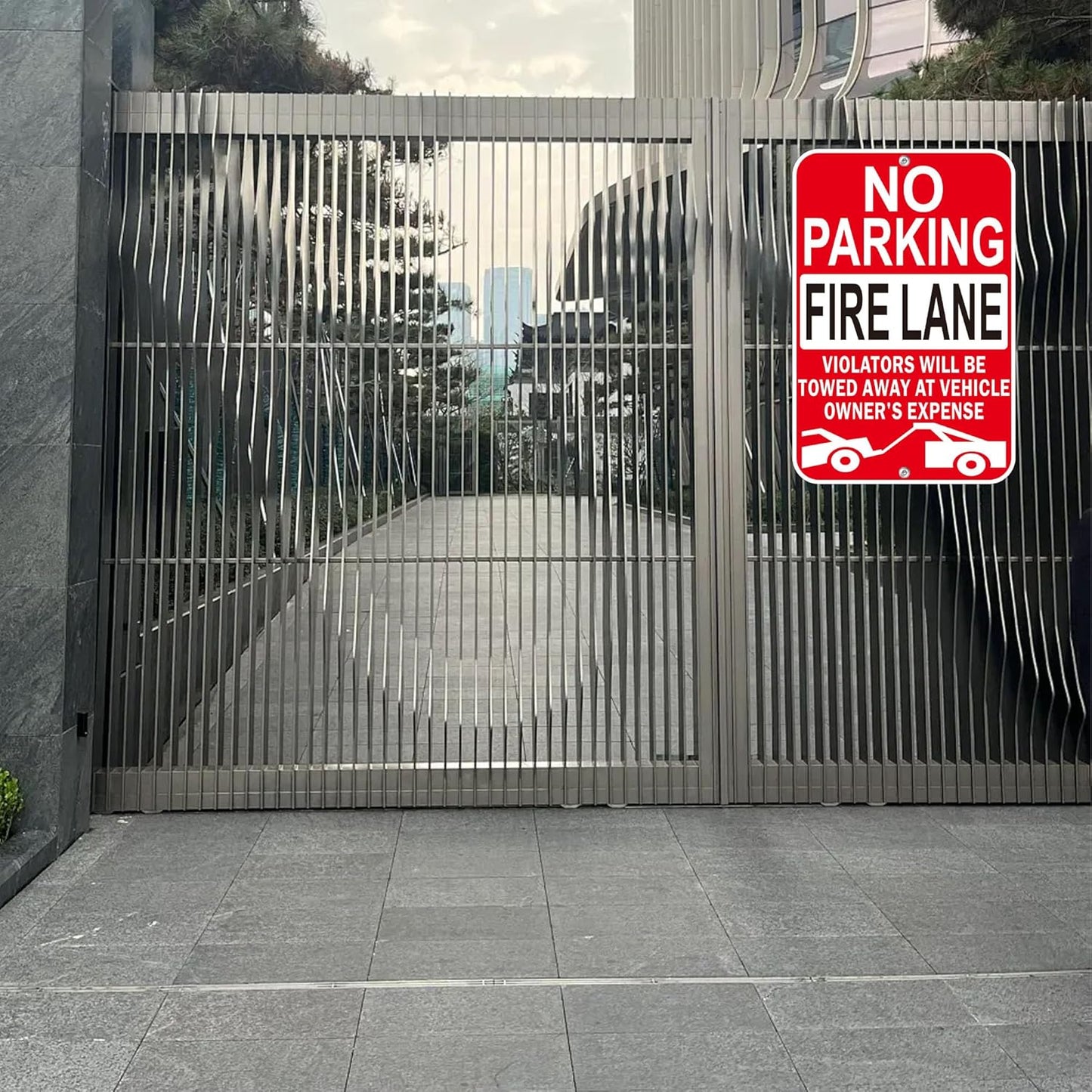 No Parking Fire Lane Signs, Red, Reflective Aluminum, 12 x 18 Inches, Weather Resistant, Wall Mount, 2 Pack