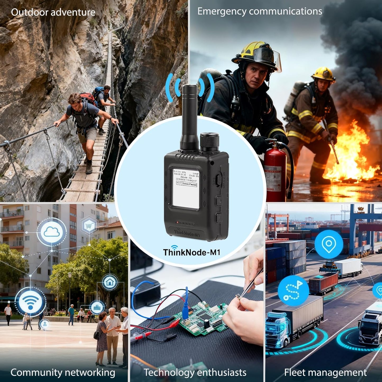 ELECROW LoRa Meshtastic Transceiver with GPS and nRF52840 - ThinkNode M1 with 1.54" EPD Screen and Case, SX1262 Wireless Module 915MHz, 1200mAh Battery for Meshtastic