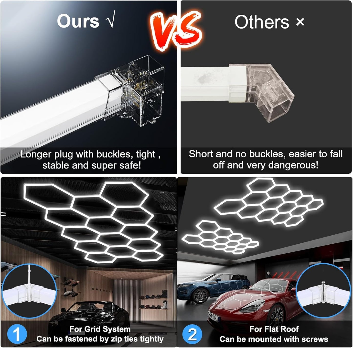 MODERN 22-Grid Hexagon LED Garage Lights, 89640 Lumens 6500K, Octagon Honeycomb Design for Garage, Workshop, Gym & Warehouse (83-Pack, White)