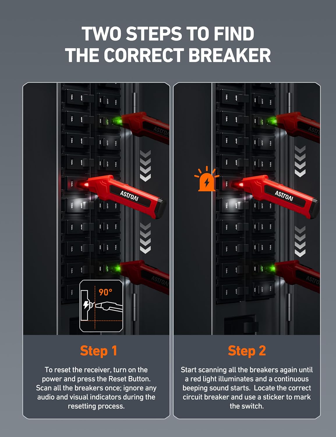 AstroAI Circuit Breaker Finder with GFCI Outlet Tester, Electrical Tester Tool for Home/Workshop Circuit Tracing, Quickly Locates Breakers with Indicators