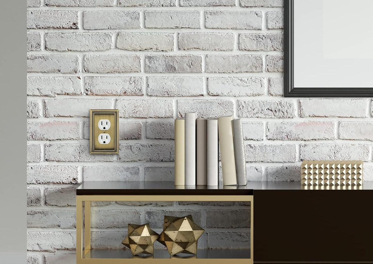 Henne Bery Sunken Pearls Heavy Duty Decorative Wall Plate Switch Plate Outlet Cover (Single Duplex, 2 Pack, Antique Brass)