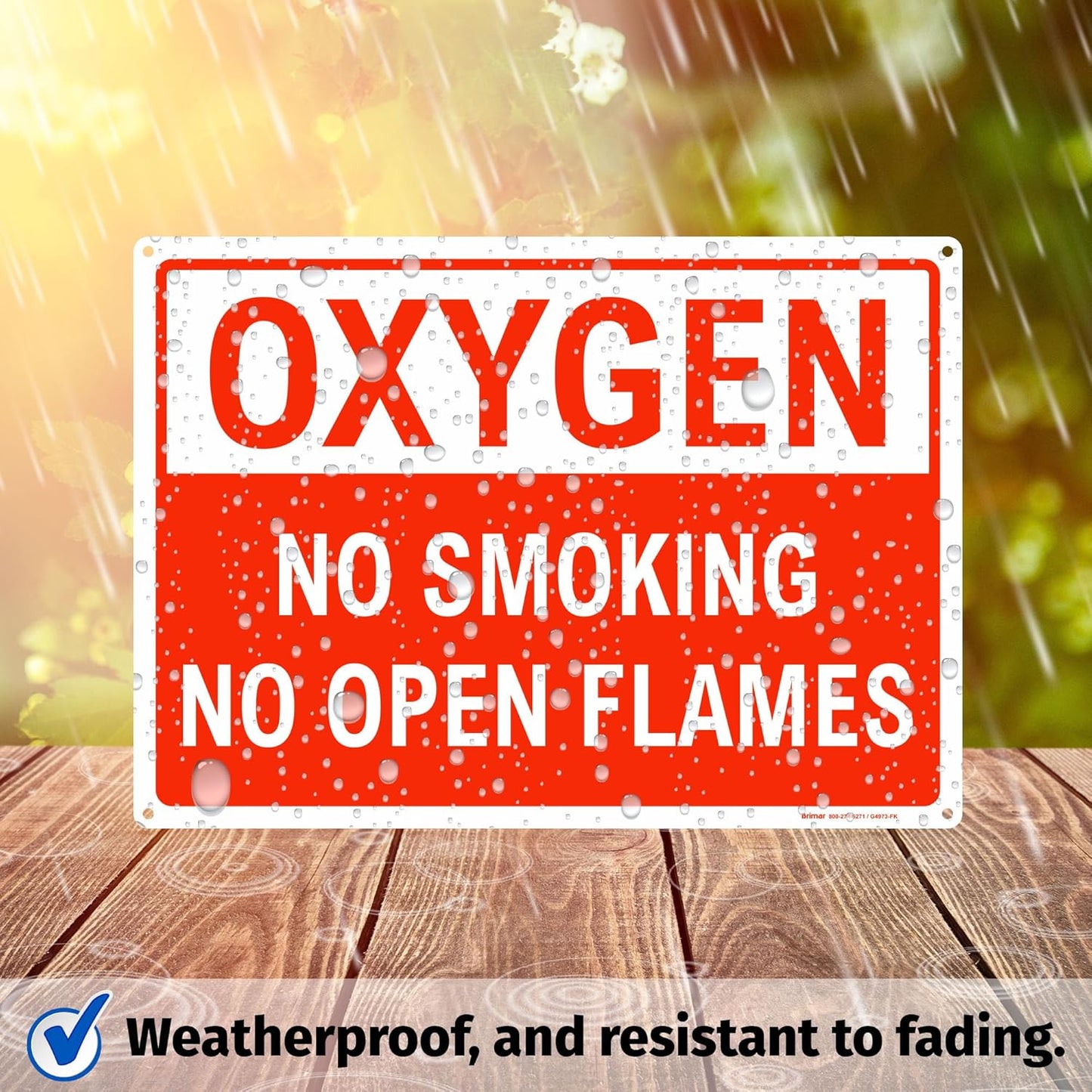 Brimar - 10 x 7" - Oxygen No Smoking No Open Flames Sign - .040″ Rust-Free Aluminum - Easy Installation With 4 Pre-Drilled Holes - Clear And Concise Safety Message