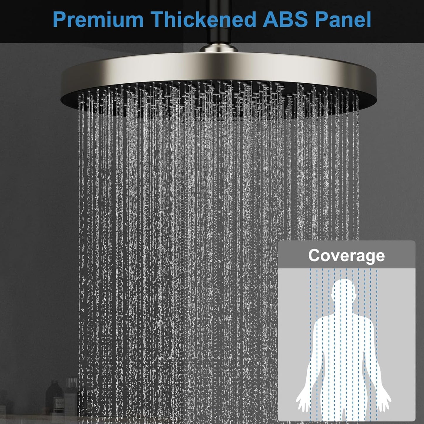 Shower System Brass Thermostatic Shower Faucet Set With Valve and Diverter Shower Mixer with 2 Rain Shower Head and Multi-function Handheld Head(Brushed Nickel)