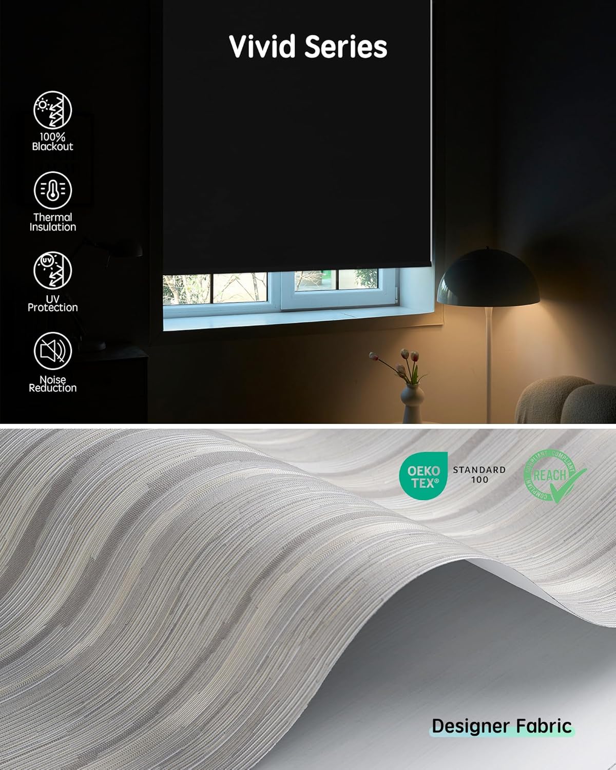 Yoolax Motorized Blinds with Remote, Smart Blinds for Windows Blackout Automatic Shades Compatible with Alexa Remote Control Roller Window Shades with Valance, Custom Size (V-Jungle Grey Feather)