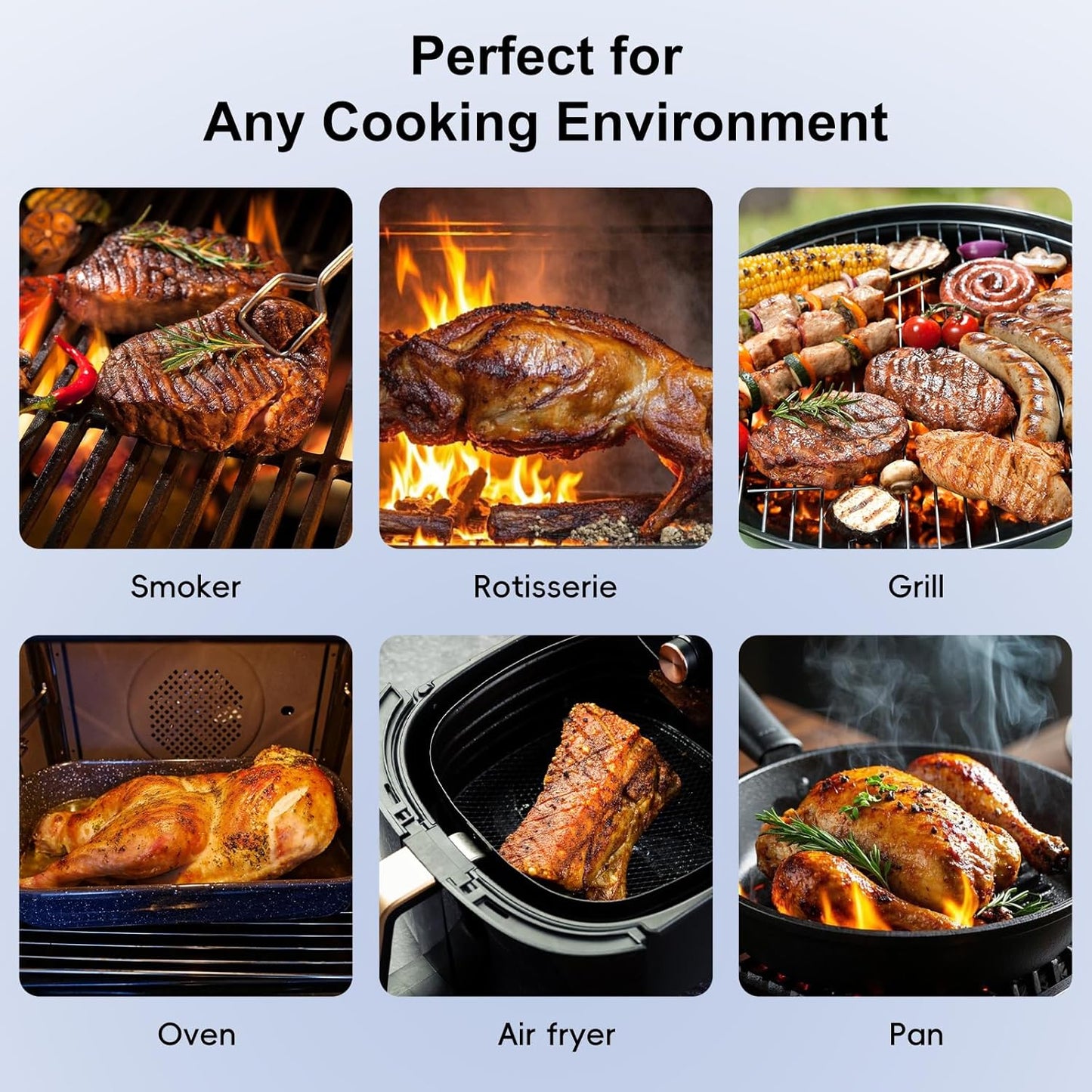 Wireless Bluetooth Meat Thermometer - 2 Probes & App Control, Christmas Birthday Gifts for Men, Smart Digital Thermometer for Cooking, Oven, Smoker, BBQ, Grill