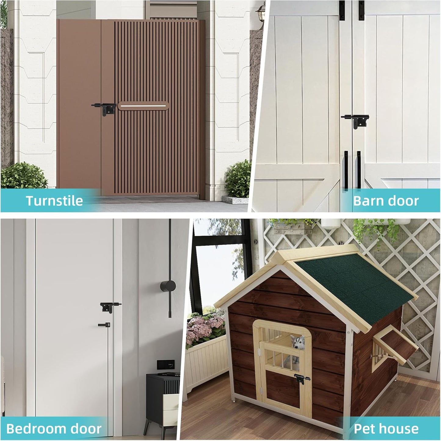 Alise 6 Inch Slide Bolt Gate Latch, Door Lock with Padlock Hole, Heavy Duty Stainless Steel Barrel Bolts Safety Door Lock for Wooden Fence, Outdoor Fence,Shed Door Black