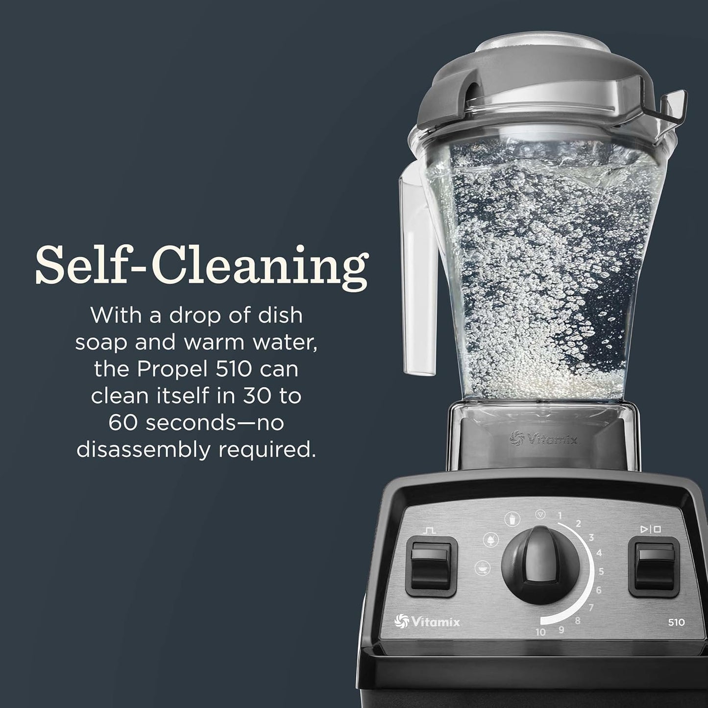 Vitamix Propel Series 510 Blender with Three Blending Programs, Professional-Grade Blender for Smoothies and More, Stainless-Steel Blades, Self-Cleaning Kitchen Appliance, 48 Oz Container, Slate