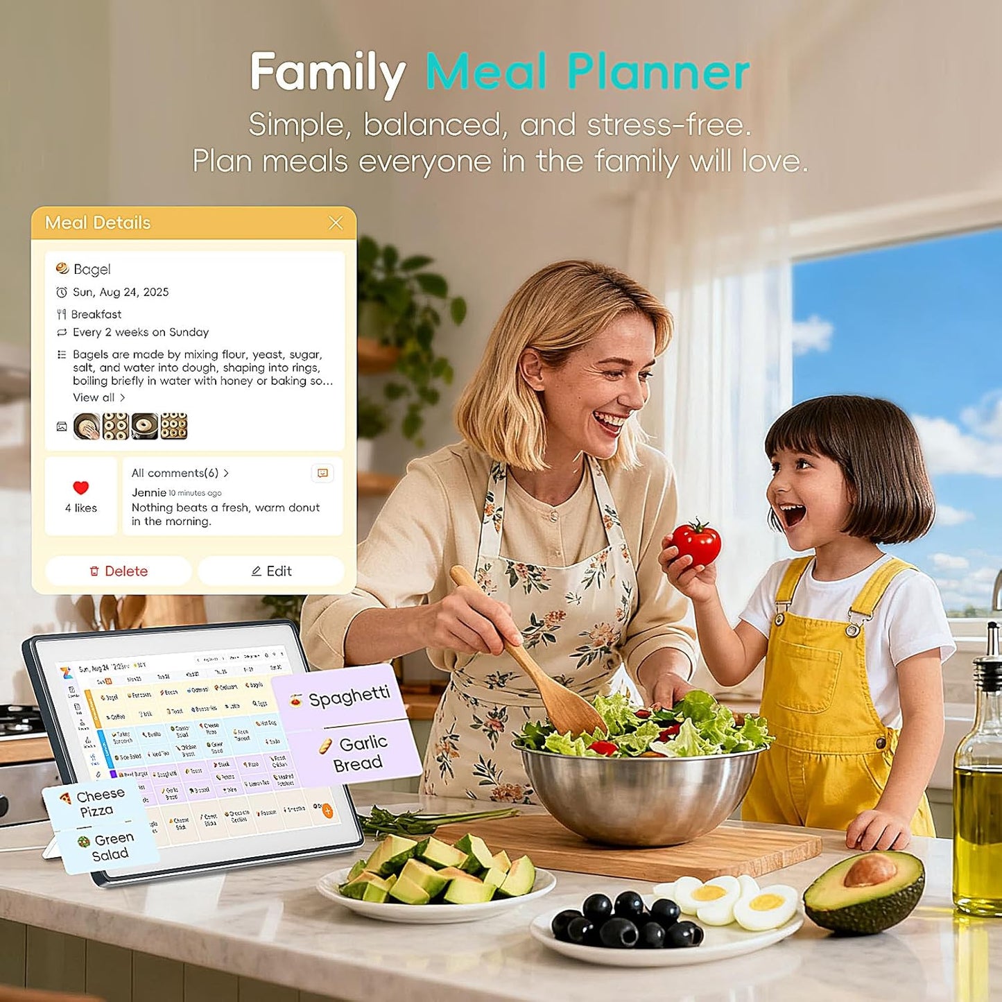 Westsee 15.6" Digital Wall Calendar Frame – Interactive Touchscreen Eletronic Calendars, Smart Family Planner for Schedule, Photo Display, Meals, Chore Chart & Tasks, Wall & Desk Mountable (Dark Gray)