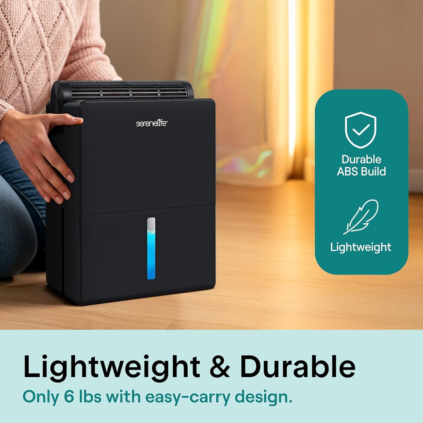 SereneLife Dehumidifiers for Home, 91 Oz Quiet Dehumidifier for Bedroom, Bathroom, Basement with Removable Cylinder For Closet, Timer, Sleep Mode & Smart Humidity Control, Covers 1500 Sq. Ft, Black
