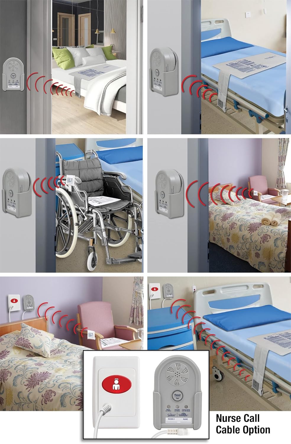 Secure Bed Alarm for Elderly Adults, Dementia Patients, Seniors - 12" x 30" Wireless Bed Sensor Pad, Alarm Monitor Pager, Power Adapter - Fall & Wandering Prevention Caregiver Alert System