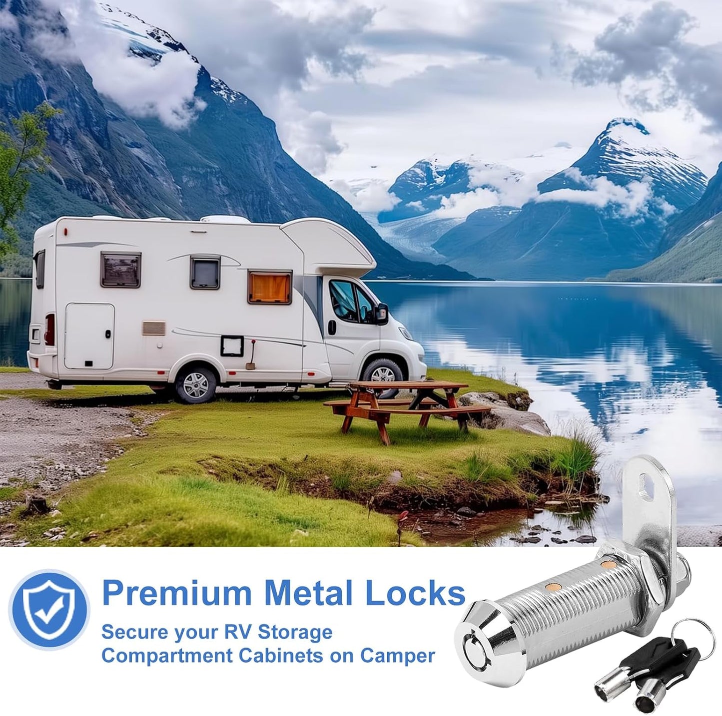 Cam Locks RV Storage Keyed Alike, 1-1/2" Fits 1-1/4" Max Door Thickness, Compartment Locks for Camper Trailer Cabinet With Keys (1-1/2 Inch 6Pack)