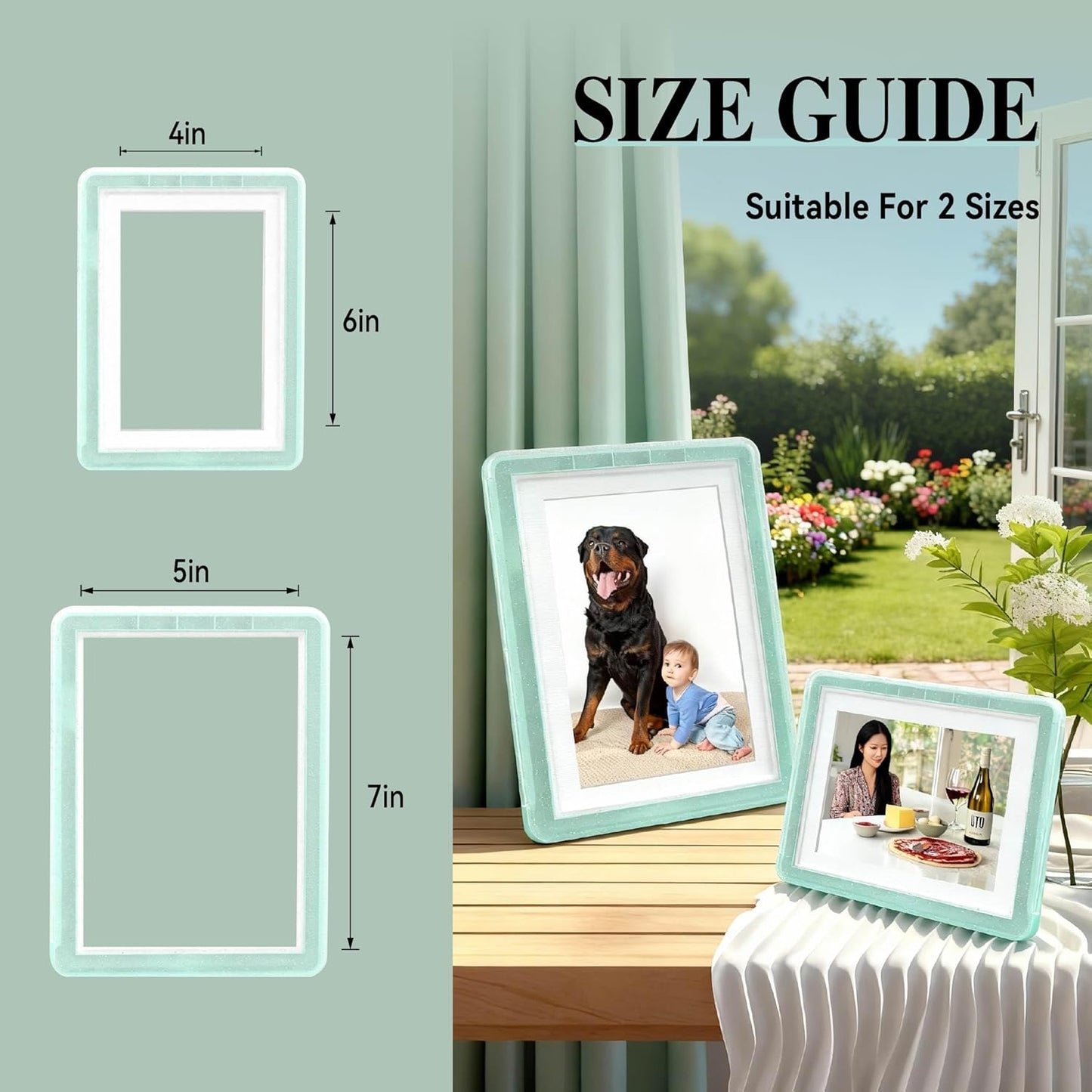 5x7 Picture Frame, Clear Acrylic Photo Frame with White Mat for 4x6 Photos, One-Piece Shatterproof Tool-Free Design, UV-Resistant Waterproof Tabletop Frame for Home Office Decor with 10-Year Warranty