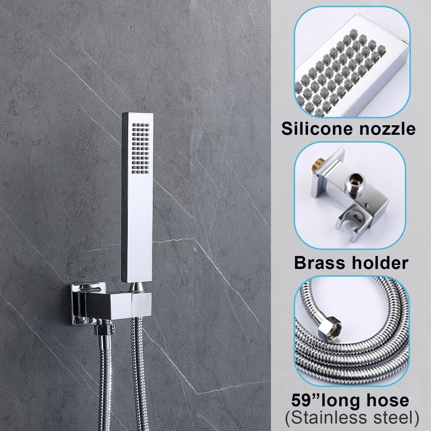 Digital Display Dual Head Shower system Rain Shower System Shower Wall Mount 10 Inch Ceiling Shower Head with 6 Inch Shower Head with shower handheld(Polished Chrome)