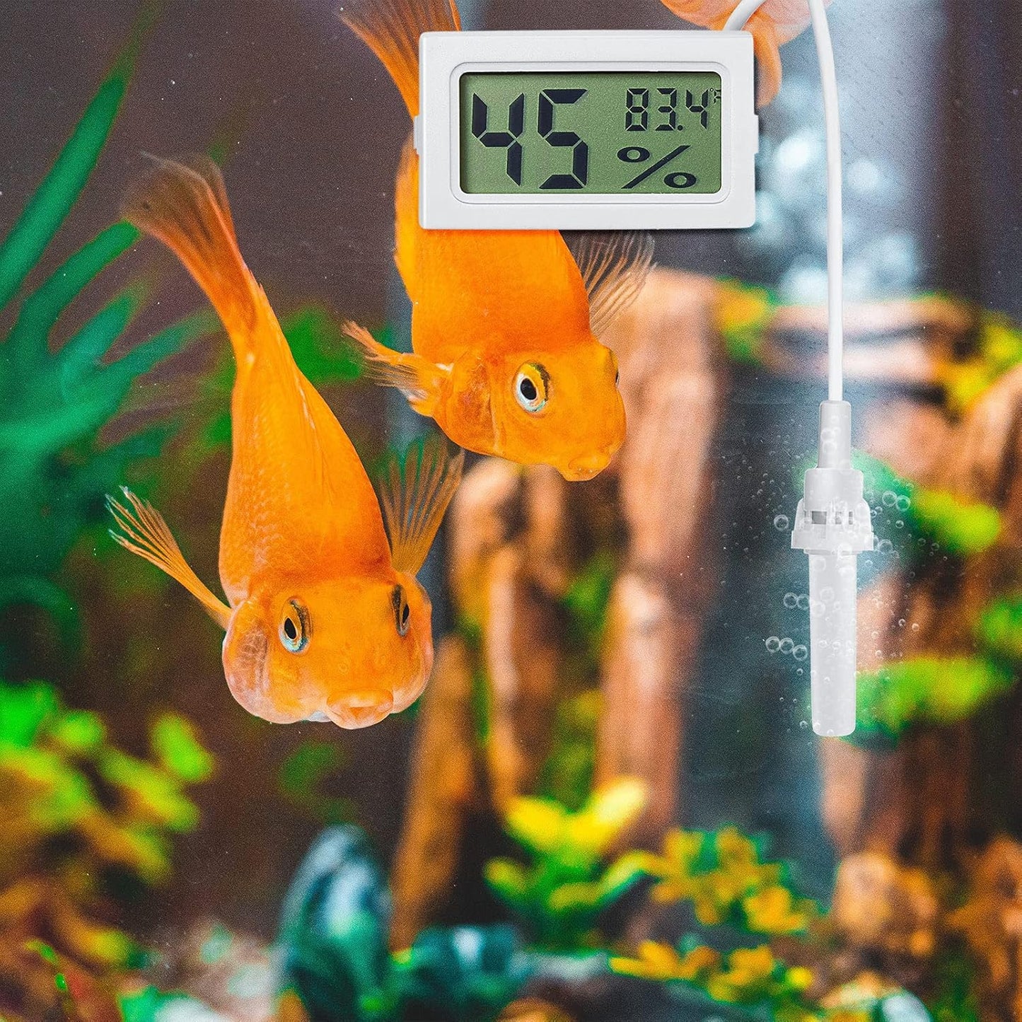 Weewooday Mini Digital Temperature Humidity Meters Gauge with Probe Gauge LCD Fahrenheit Display Thermometer Hygrometer for Incubator Reptile Plant Greenhouse Chicken Coop Garden(White, 3 Pieces)