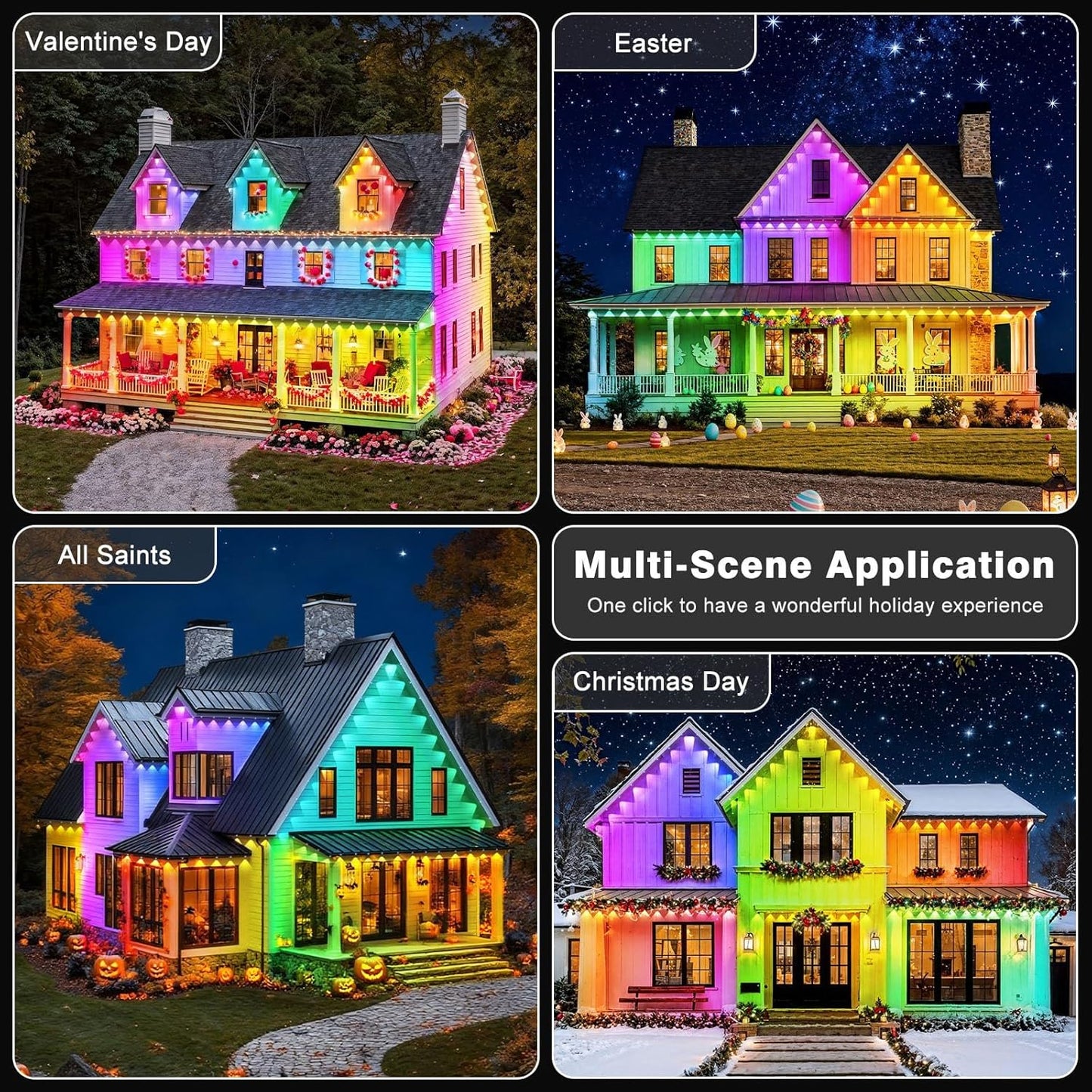 LITSOUL 300FT Permanent Outdoor Lights for House Waterproof, Smart RGB Eave LED Lighting with 16 Million Colors, IP67 Outdoor Strip Lights for Christmas Halloween Holiday Daily Decorations (300FT)