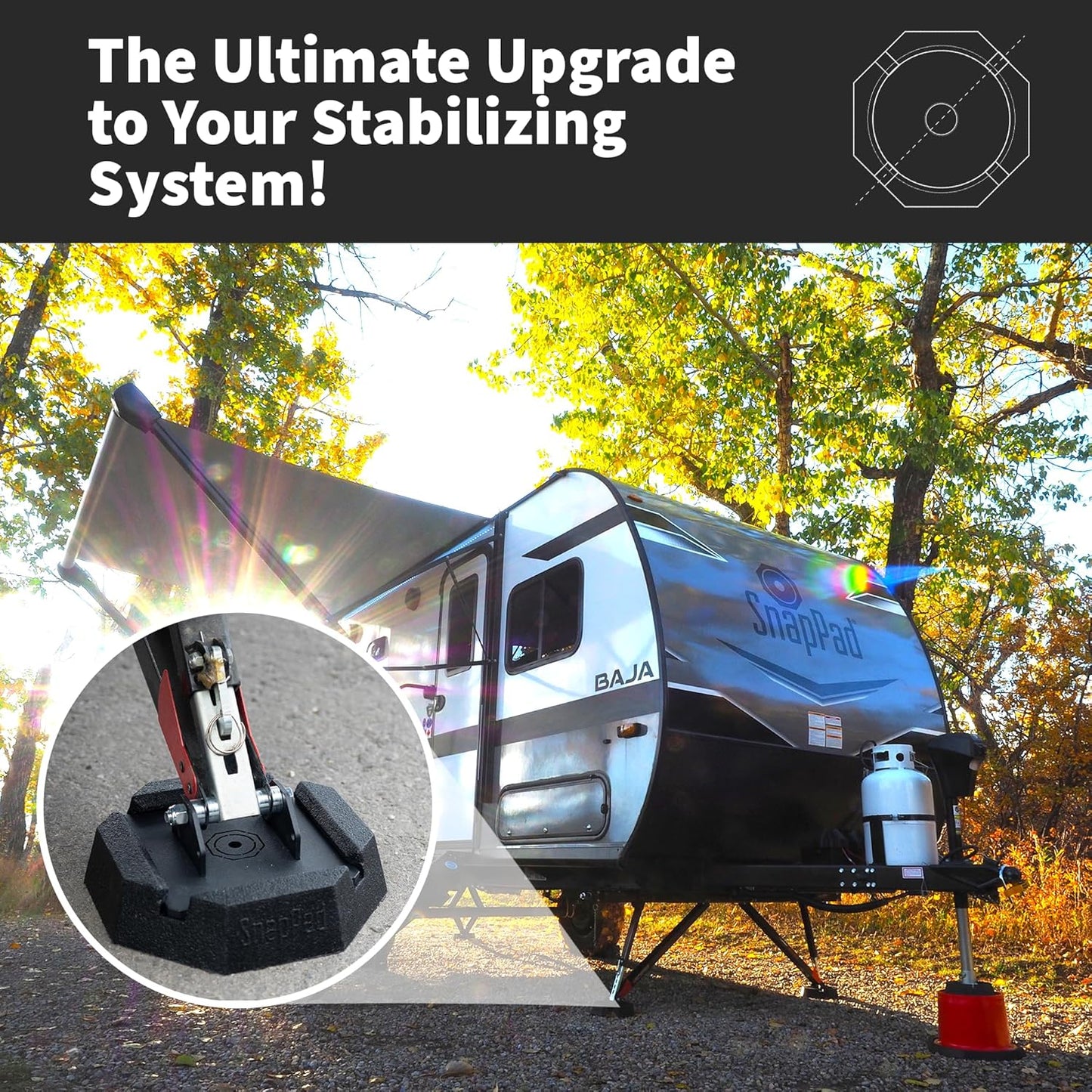 SnapPad SnapJack® QD (Pack of 4) | Four-Point Trailer Jack Stands Featuring 5.5" Metal Foot | Adds 61% Additional Surface Area, 3.79 lbs. Per Pad & 7.25" Total Width | Must-Have RV Accessories