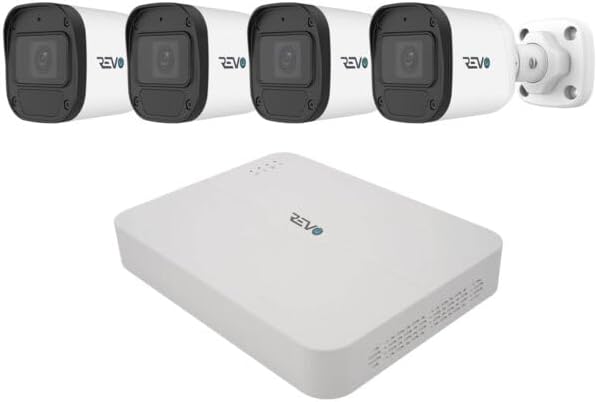 Ultra Blue Series 4CH 4K POE H.265 NVR, 1TB & 4X 2K (4MP) Indoor/Outdoor IR Cameras with Built-in Mic – Remote Access Via Pc, Mac & Phone (No Monthly Fee)