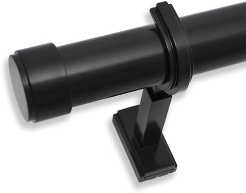 BlastHome® Non-Adjustable Luxury Extra Long Curtain Rod, 1 ¼” Rod Set, 18 foot Fixed Length (Four Rods Connect for a Seamless Look), Tuxedo Black