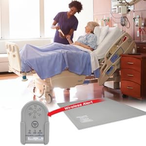 Secure Wireless Floor Mat Sensor Bed Alarm for Elderly Adults - 24"x36" Floor Sensor & Remote Alert Monitor - Bed Alarms and Fall Prevention for Elderly Dementia Patients, Caregiver Alert Seniors