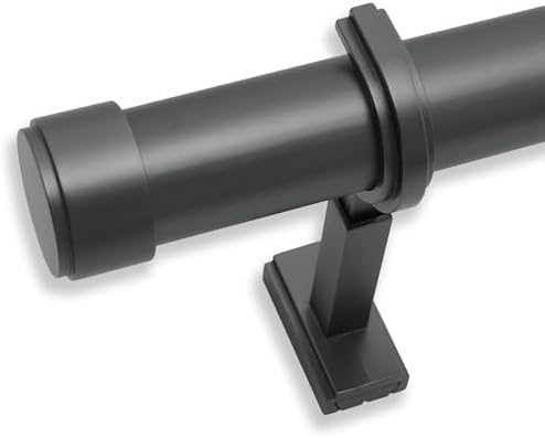 BlastHome® Non-Adjustable Luxury Extra Long Curtain Rod, 1 ¼” Rod Set, 16 foot Fixed Length (Four Rods Connect for a Seamless Look), Matte Graphite