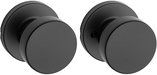 Kwikset Pismo Interior Passage Door Knob, Handle for Closet and Hallway Doors, Non-Locking Doorknob in Matte Black, with Microban Protection (Pack of 12)