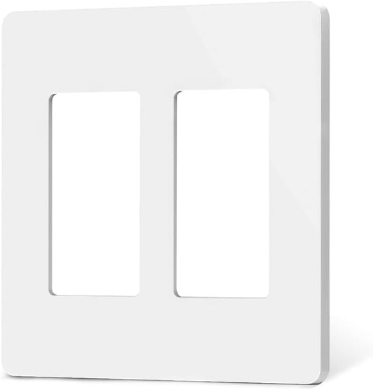 TREATLIFE Screwless Decorator Wall Plates, Standard Size 2-Gang Light Switch Plate, Outlet Covers White, 1 Pack 2-Gang Wall Plates Light Switch Cover