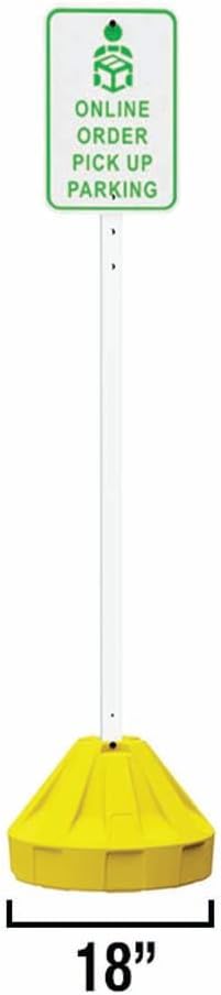 Plasticade Roll-A-Post Portable Sign Post Base for 24" x 24" or Smaller Signs, Designed for School, Airport, Parking Lot, Durable Plastic, Wind Resistance, 18" x 12", Yellow, Post Not Included