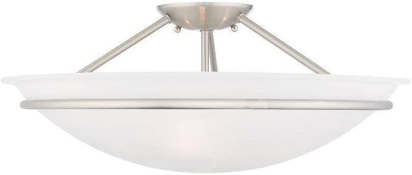 Livex Lighting 4825-91 Newburgh 3-Light Ceiling Mount, Brushed Nickel