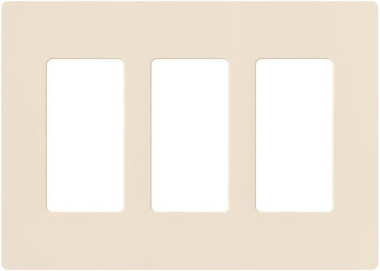 Lutron Claro Light Switch Cover Plate, 3 Gang Wallplate, for Decorator Light Switches, Rocker Light Switch Cover, Outlet Cover, Screwless Switch Plate Cover, Gloss, CW-3-LA, Light Almond