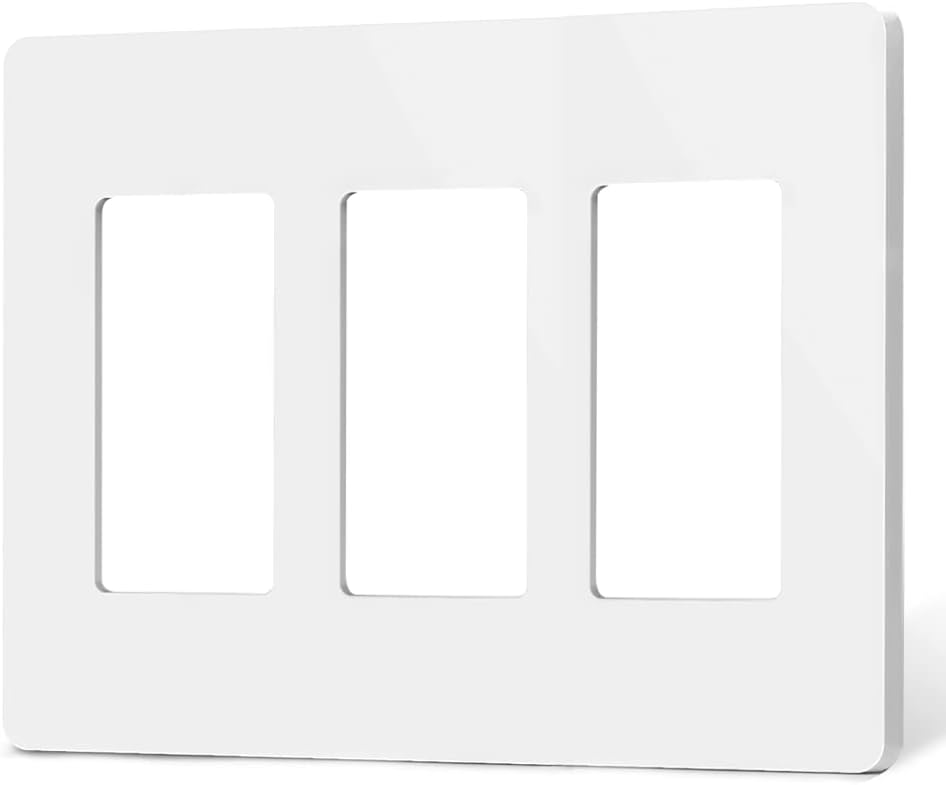 TREATLIFE Screwless Decorator Wall Plates, Standard Size 3-Gang Light Switch Plate, Outlet Covers White, 1 Pack 3-Gang Wall Plates Light Switch Cover