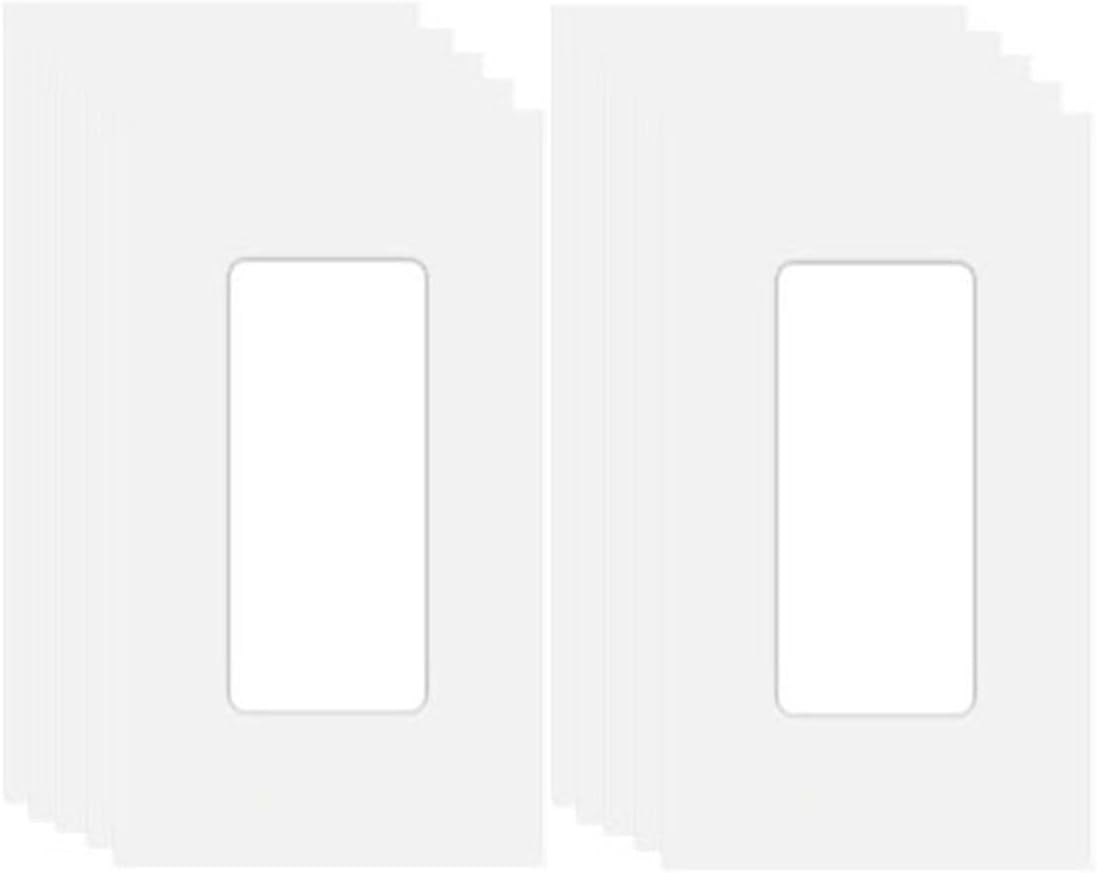 1-Gang Screwless Decorator Wall Plate Cover Single Switch Outlet Electrical Faceplate for Light Switch, Smart Switch, Receptacle, Dimmers, USB Outlet, GFCI, Child Safe Cover Plate, White (10-Pack)