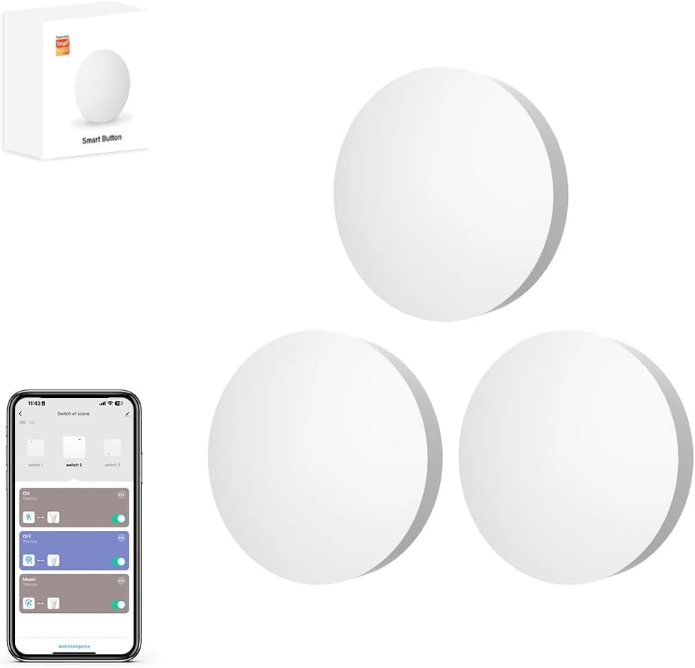 ZigBee3.0 Smart Remote Button Tuya Scene Remote, Need Zigbee Hub, Smart Switch ZigBee Remote Work with Tuya Smart Life APP (3)