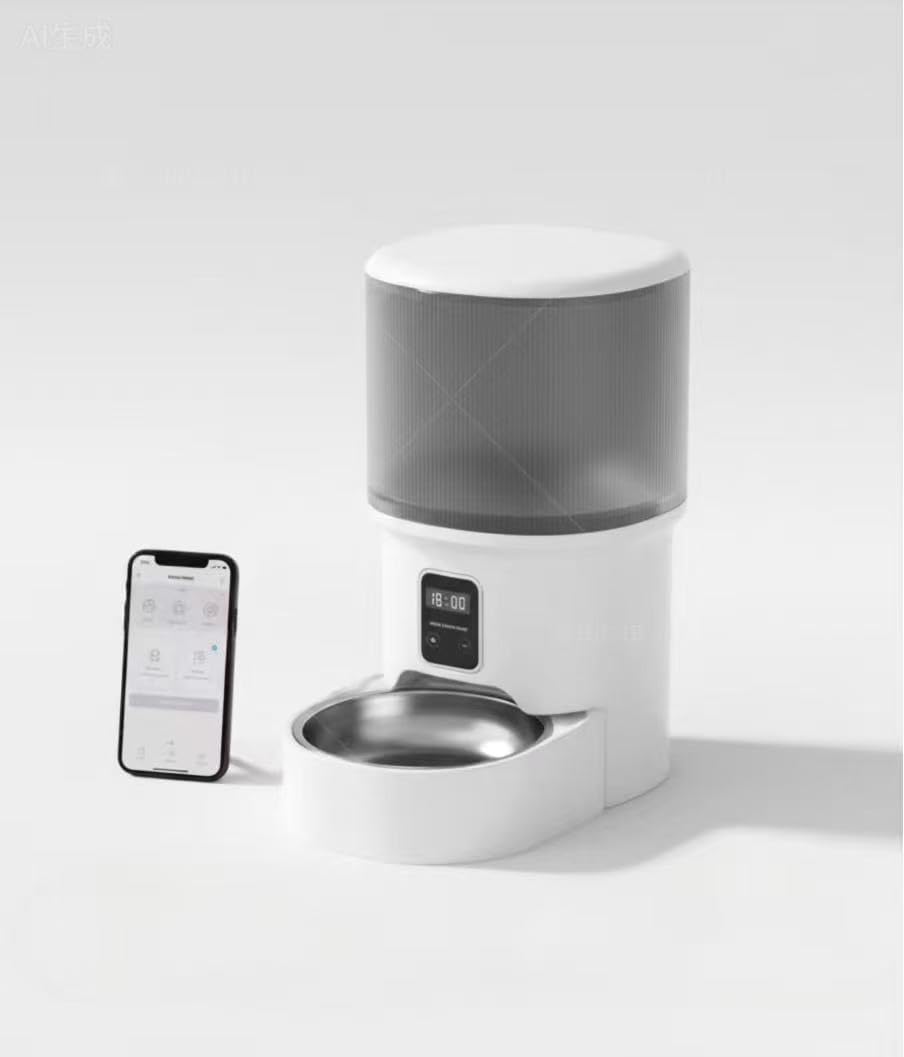 Intelligent Pet Automatic Feeder - Smart APP Remote Control, Food Freshness Preservation, Anti-Jam Design, Dual Power Supply (Plug-in & Battery), Easy to Clean for Uninterrupted Feeding When Away