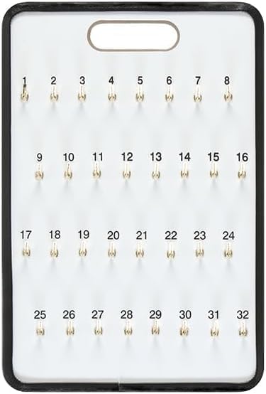 MICRO TEC Masonite Key Holder Wall Mount with 32 Spring-Lock Hooks 13-1/2" × 20" – Wall Mounted Key Organizer Board with Metal Trim and Handle – Dealership, Office, Garage Key Rack Cabinet - Pack of 1
