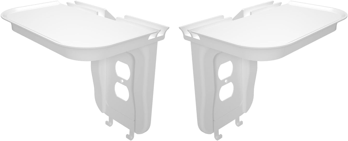 suptek Large Wall Outlet Shelf 2 Pack,Home Wall Shelf Organizer for Outlets,for Bathroom Kitchen,Bedrooms,Ideal for Cell Phone Speaker up to 20lbs,Cable Management and Detachable Hooks,Black(S3XLW2)